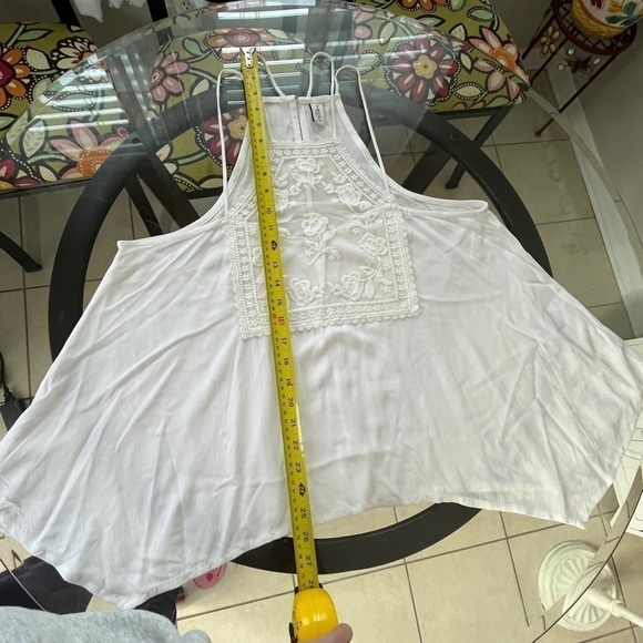 Piazza Italia Tank Top Cami Size M White Broderie Anglaise Tiered Made in Italy - Picture 12 of 15